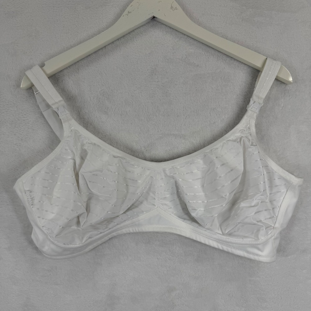 Anita White Striped‎ Wireless Nursing Bra 44E Maternity Breastfeeding Support
